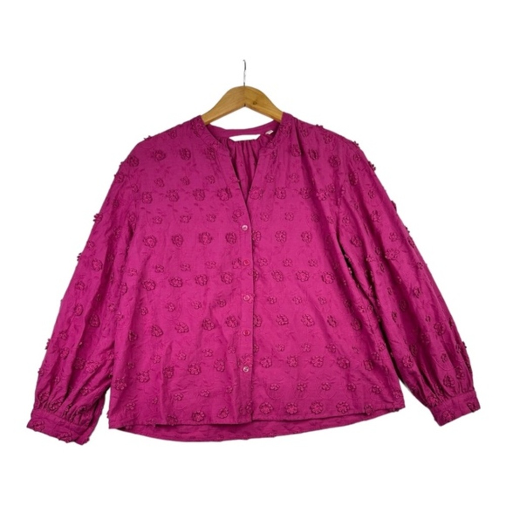 Soft Surroundings Women's Dusty Pink Embroidered Flowers Top Size Medium